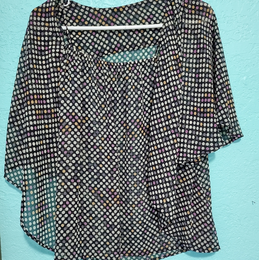 Polka Dot Flowy Sleeve Top